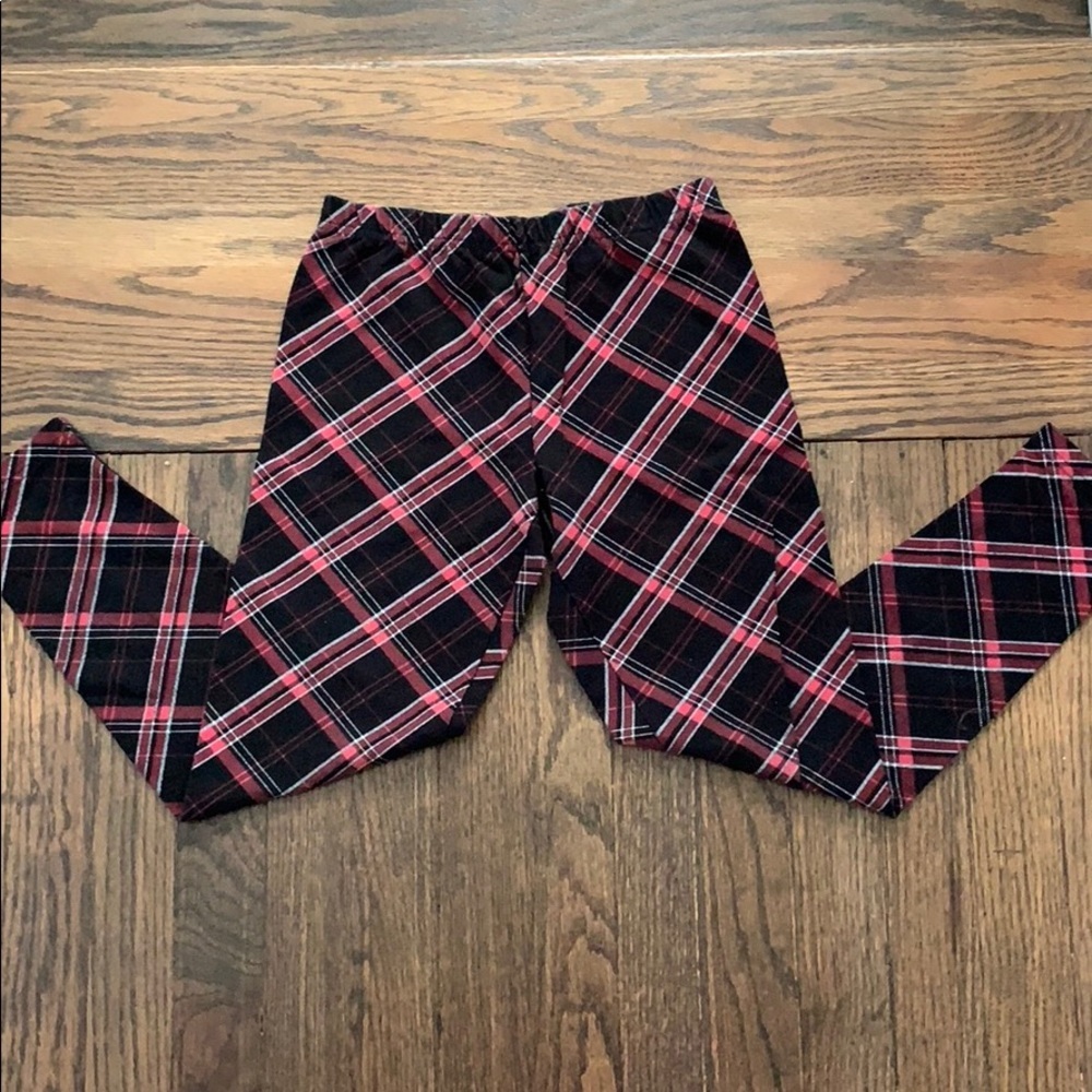 Red and black plaid leggings